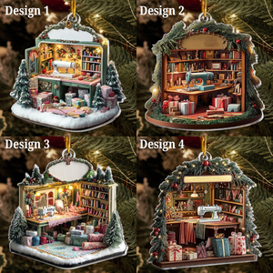 Her Sewing Room, Embroidery Room, Personalized Acrylic Christmas Ornament, Gift For Sewing Lovers