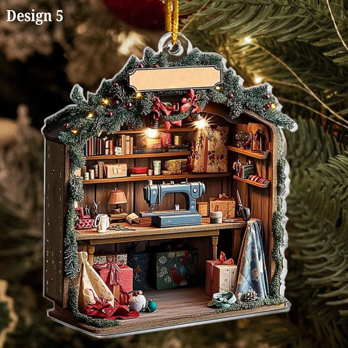 Her Sewing Room, Embroidery Room, Personalized Acrylic Christmas Ornament, Gift For Sewing Lovers