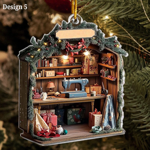 Her Sewing Room, Embroidery Room, Personalized Acrylic Christmas Ornament, Gift For Sewing Lovers