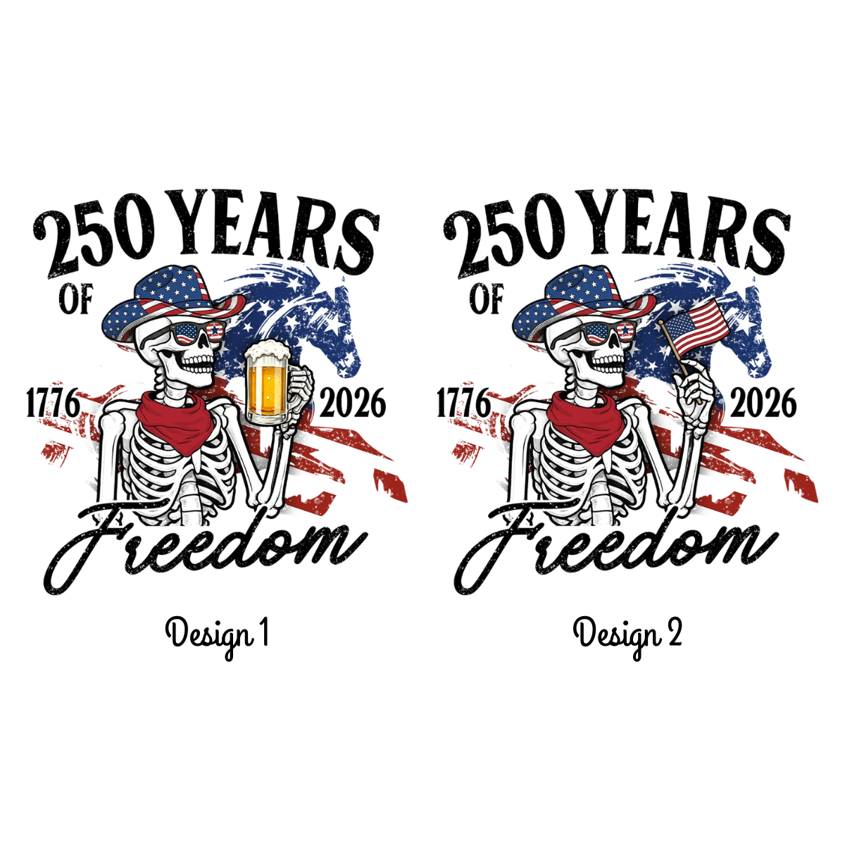 250 Years Of Freedom Cowboy Skeleton - Personalized UV Printed Cup Cover - Patriotic Drink Accessory, 4th Of July Gift