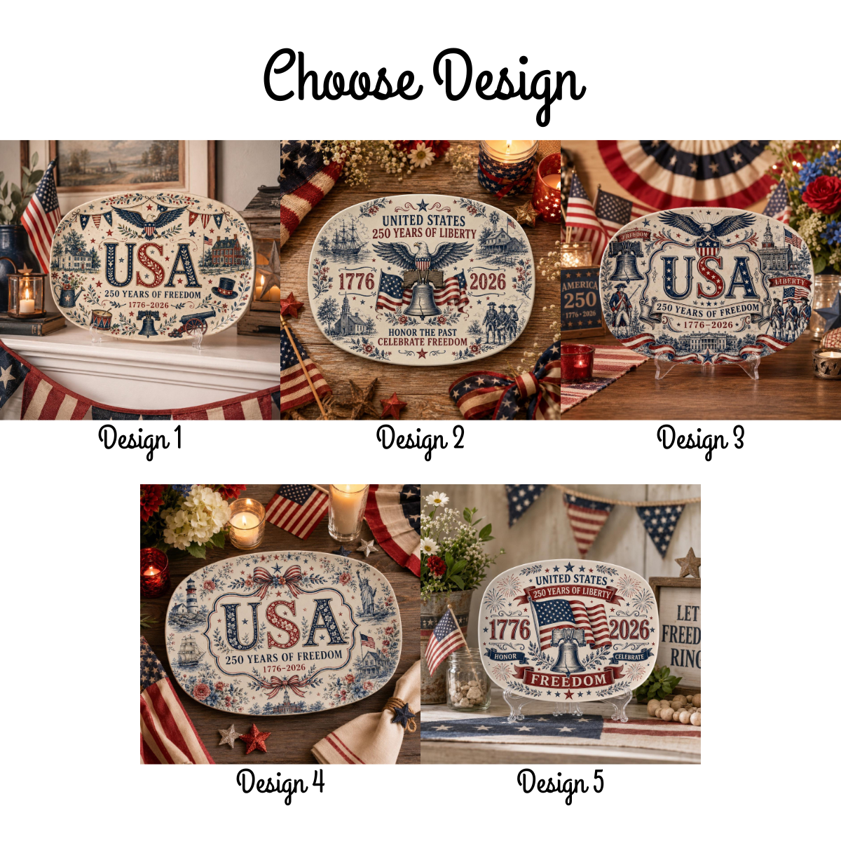 America 250th Anniversary Platter, 1776 2026 Patriotic Decorative Plate, Liberty Bell Freedom, 4th of July Decor, Independence Day Keepsake