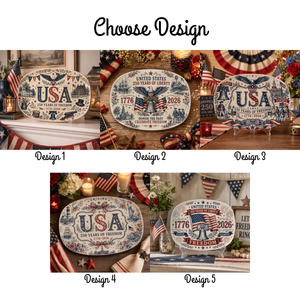 America 250th Anniversary Platter, 1776 2026 Patriotic Decorative Plate, Liberty Bell Freedom, 4th of July Decor, Independence Day Keepsake