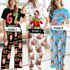 Custom 67 Meme Pajamas Pants, Personalized Photo Christmas Pants