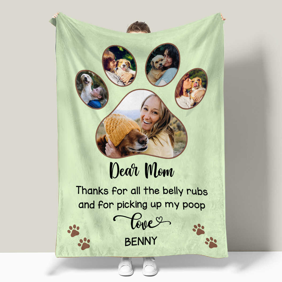 Personalized Dog Mom Blanket, Custom Dog Mom Gift, Funny Gift Ideas for Dog Mom, Mother's Day Gift