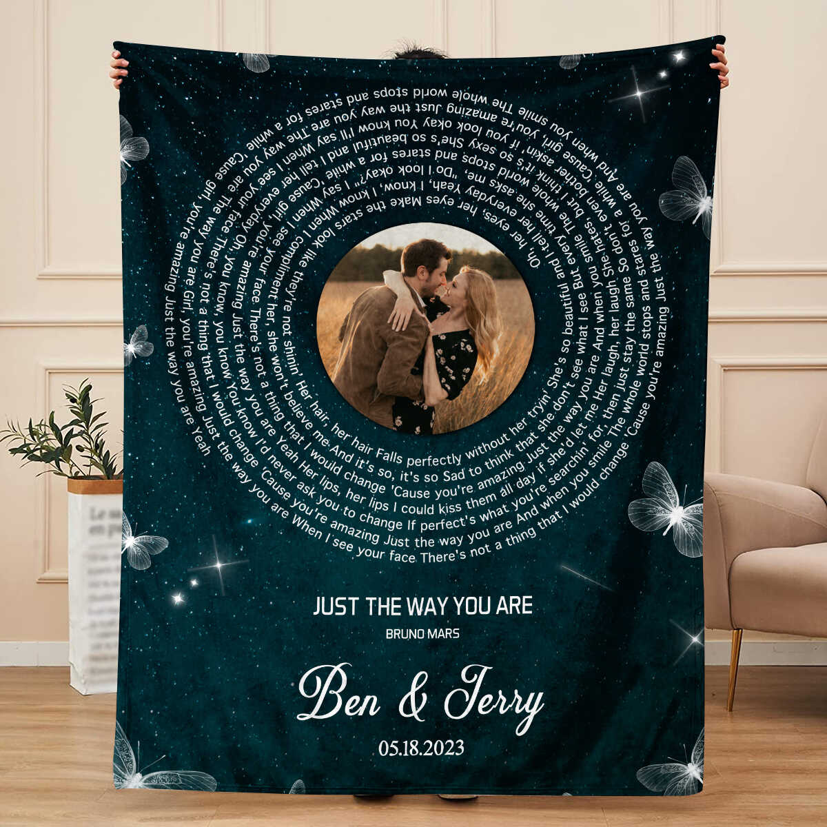 Custom Vinyl Record Blanket, Custom Song Lyrics, Wedding Song Lyrics Art, First Dance Song Gift for Him, Valentines Gift for Wife