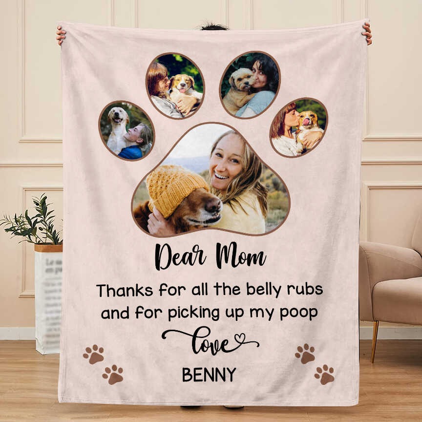 Personalized Dog Mom Blanket, Custom Dog Mom Gift, Funny Gift Ideas for Dog Mom, Mother's Day Gift