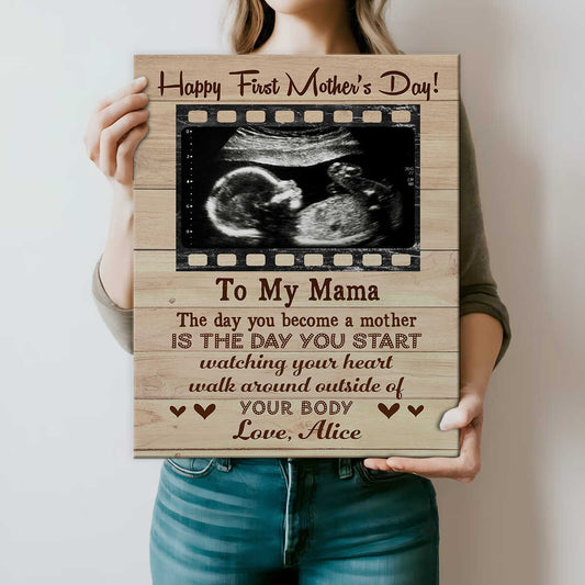 To My Mama Happy First Mother s Day Canvas, Personalized Photo Gift For New Mom, First Time Mom Gifts