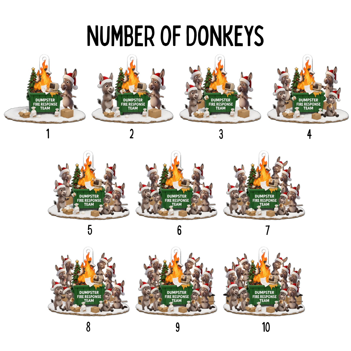 Funny Donkey Dumpster on Fire Response Team - Personalized Acrylic Ornament - Funny Holiday Gift for Coworkers