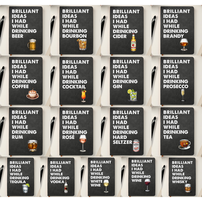 Brilliant Ideas I Had While Drinking - Personalized Leather Journal - Gift For Writer, Office Gift, Gift For Friends