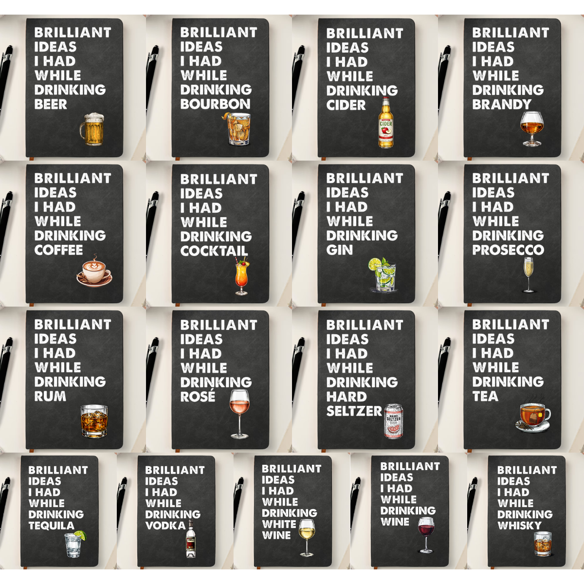 Brilliant Ideas I Had While Drinking - Personalized Leather Journal - Gift For Writer, Office Gift, Gift For Friends