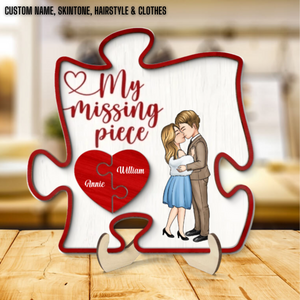 My Missing Piece Romantic Couple Puzzle Red Piece - Personalized Picture Frame - Anniversary Gift For Couple