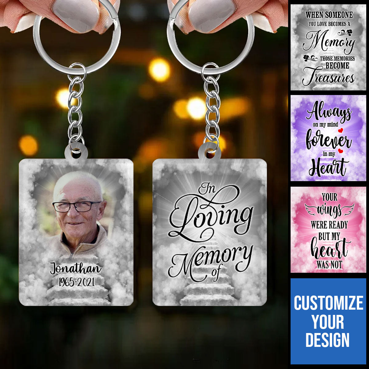 Picture Memory Keychain-Memorial Keychain-Custom Remembrance Gifts