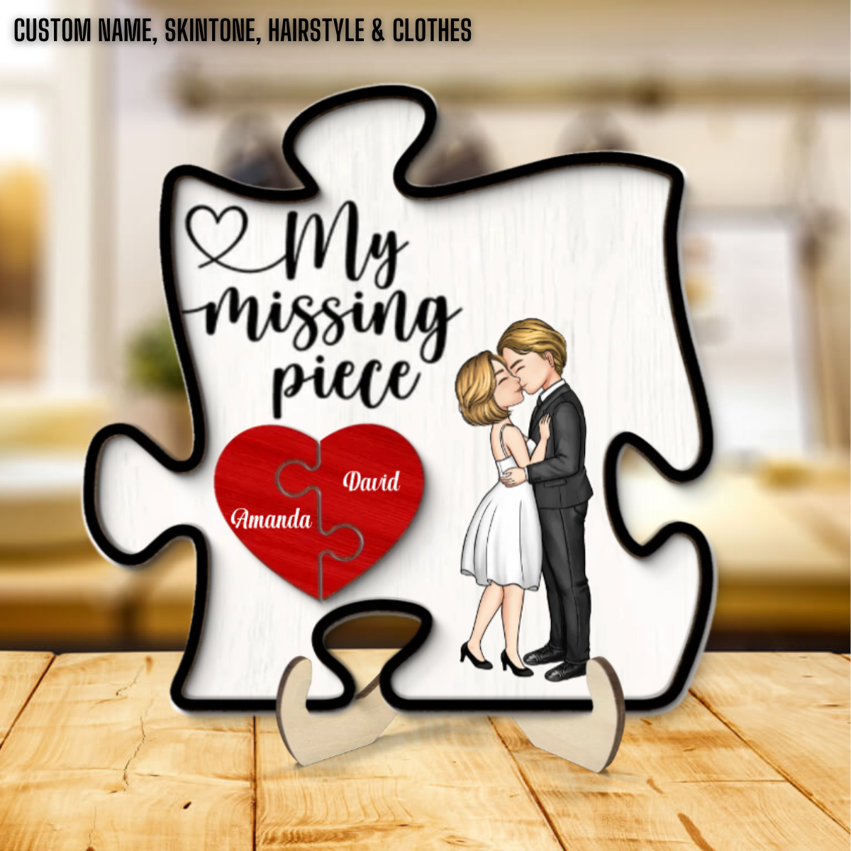 My Missing Piece Romantic Couple Puzzle Piece - Personalized Picture Frame - Anniversary Gift For Couple