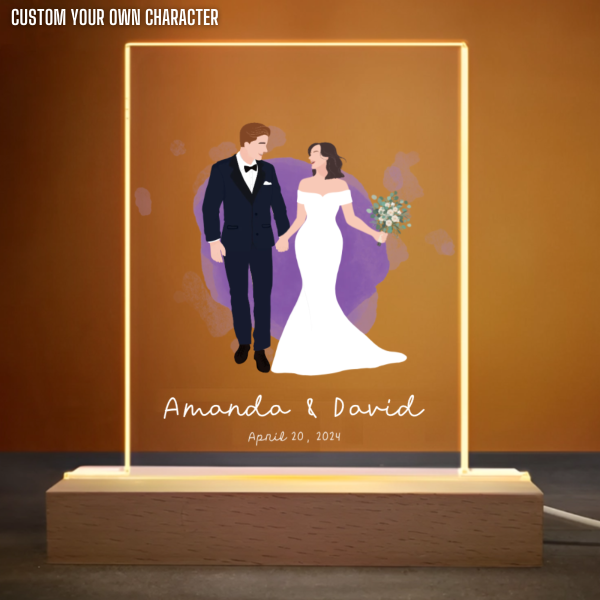 We Said Yes Wedding Photo Portrait - Personalized 3D LED Light Wooden Base - Gift For Couple, Wedding Gift, Valentine's Day Gift