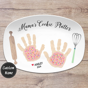 Handprint Cookie Custom Personalized Platter, Gift from Kids, Handprint Plate, Christmas, Mother's Day, Gift for Her, Gift for Mom