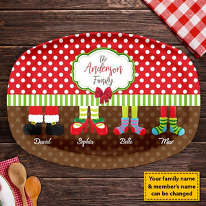 Custom Santa Feet Family - Personalized Christmas Platter - Christmas Home Decoration, Gift For Family