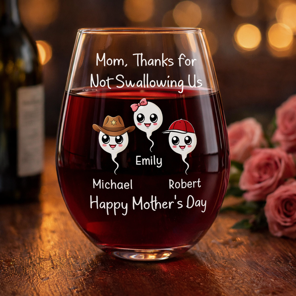 Mom I Love You Everyday - Personalized Wine Glass - Gift For Mom, Mother's Day, Birthday Gift