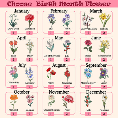 Grandma's Garden Night Light, Birth Month Flowers Night Light Gift For Nana, Mother's Day Gift, Gift for Grandma, Gift for Mom, LED Light Wooden Base