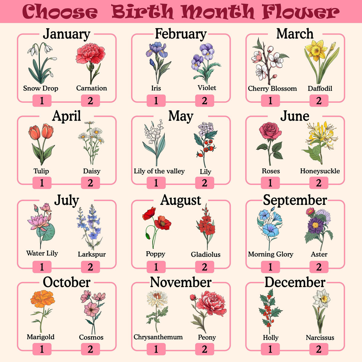 Grandma's Garden Night Light, Birth Month Flowers Night Light Gift For Nana, Mother's Day Gift, Gift for Grandma, Gift for Mom, LED Light Wooden Base