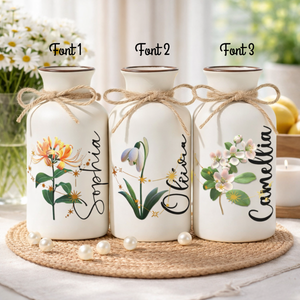 Custom Birth Month & Zodiac Star Sign - Personalized Ceramic Vase - Birthday Gift For Her