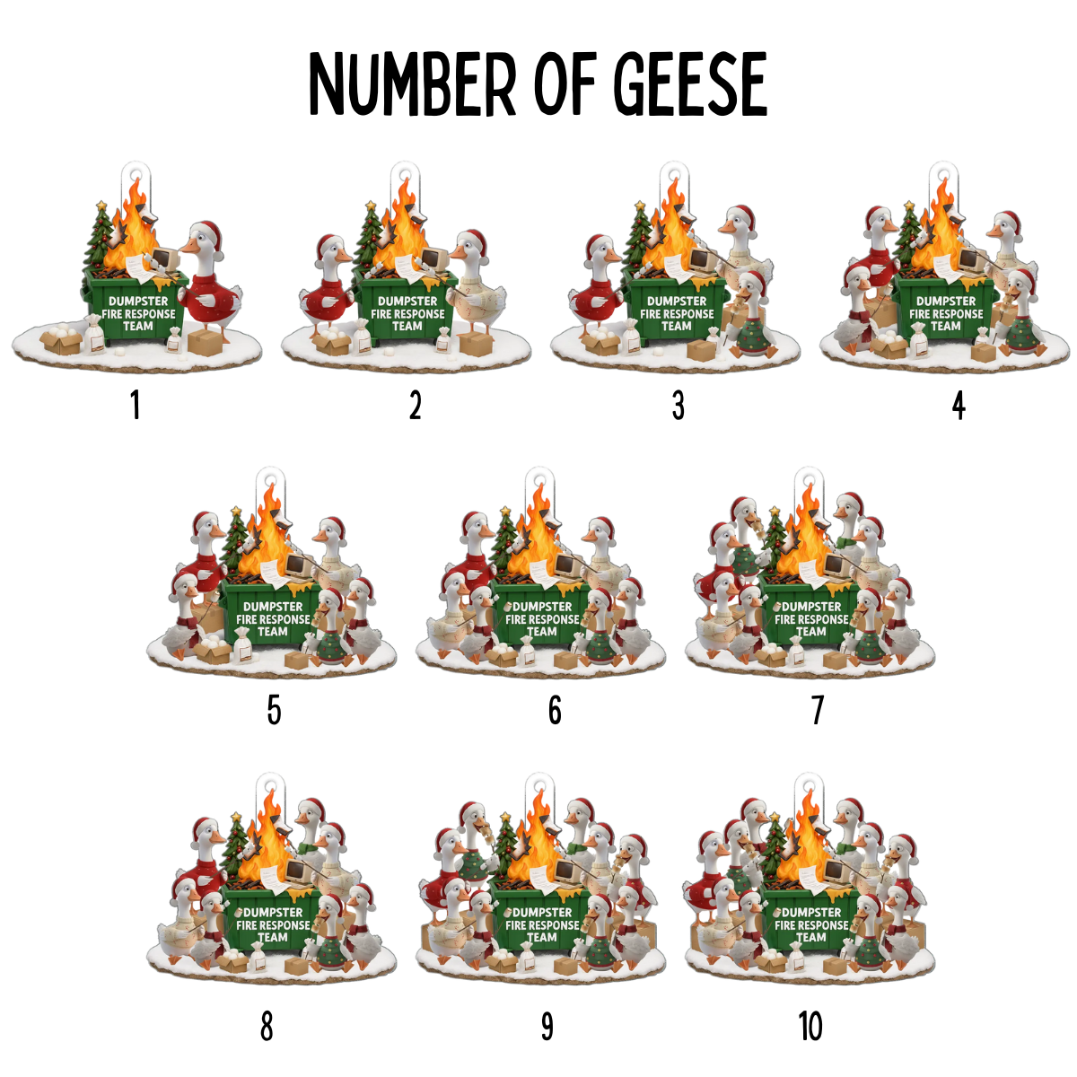 Funny Goose Dumpster on Fire Response Team - Personalized Acrylic Ornament - Funny Holiday Gift for Coworkers