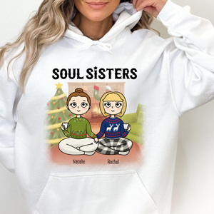 Soul Sisters Chibi - Personalized Hoodie - Christmas Shirt, Gift For Sisters, Bestie, Friends