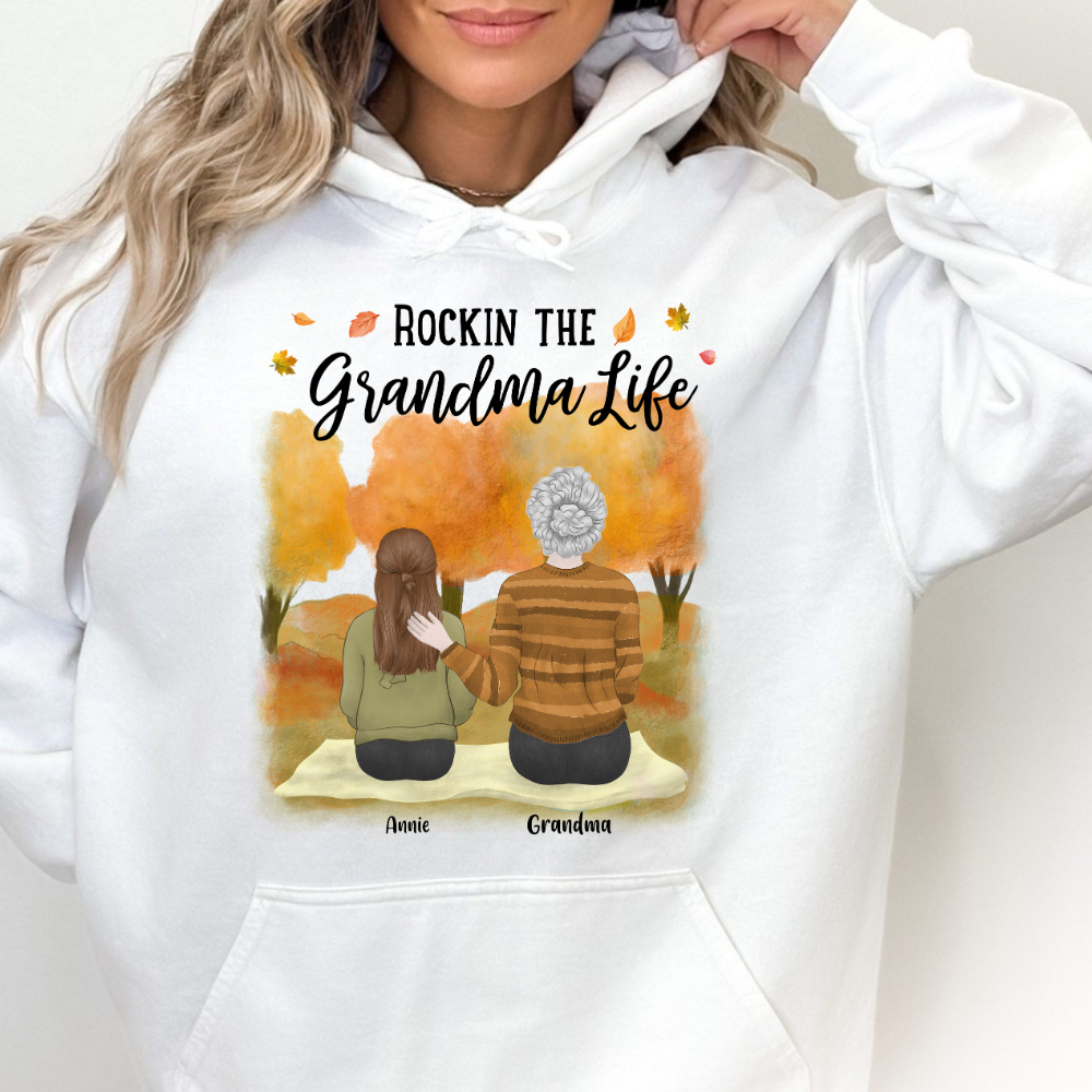Rocking The Grandparents Life Fall Season - Personalized Hoodie - Gift For Grandma, Nana, Fall Season