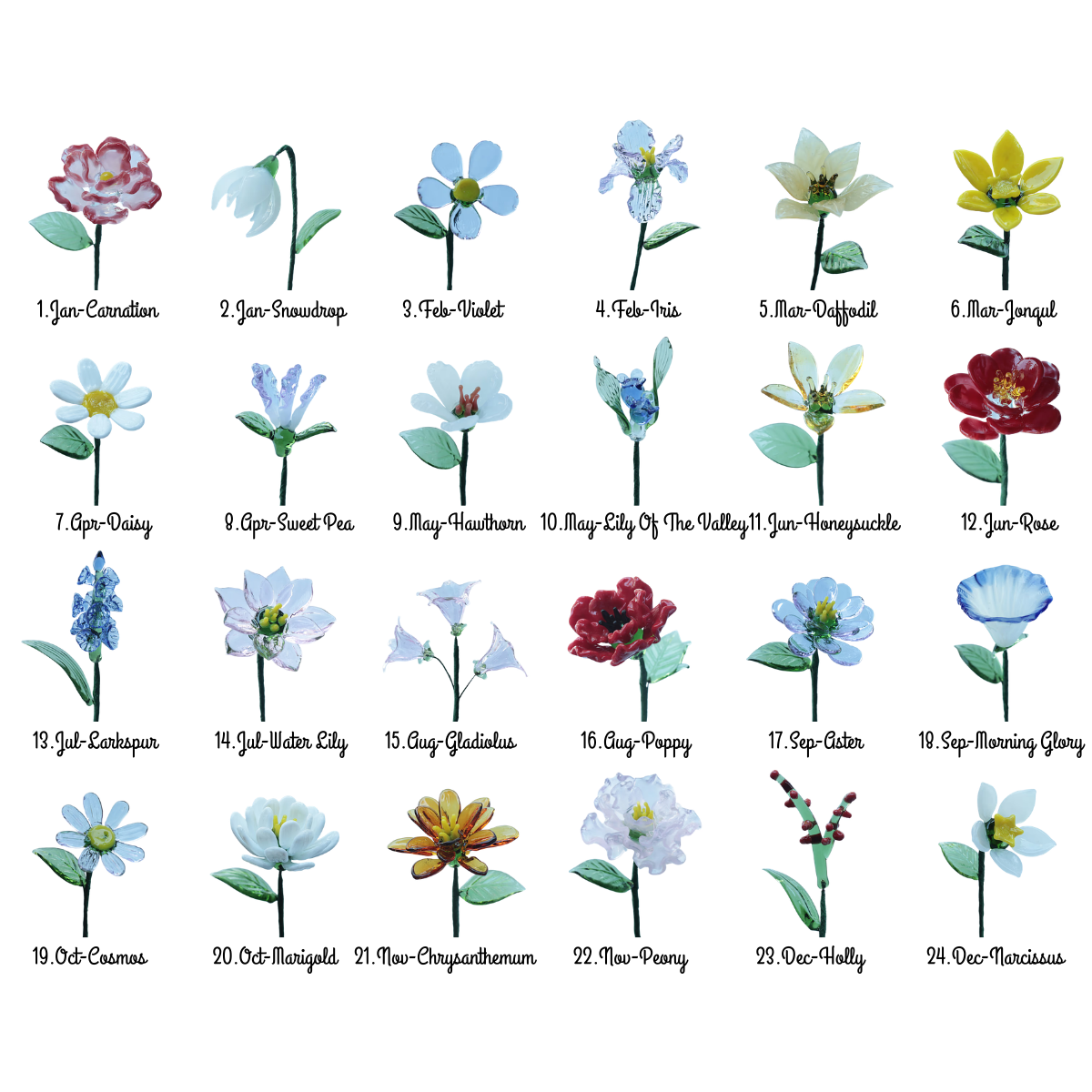 Family Birth Flower Bouquet Flowers - Personalized Ceramic Vase - Gift For Mom, Grandma, Family