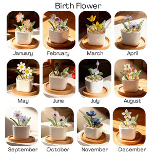 Personalized Birth Flower Plant Pot, Mum's Garden Gift, Custom Lily Rose Glass Flower for Mom, Mothers Day Gift, Family Flower Planter