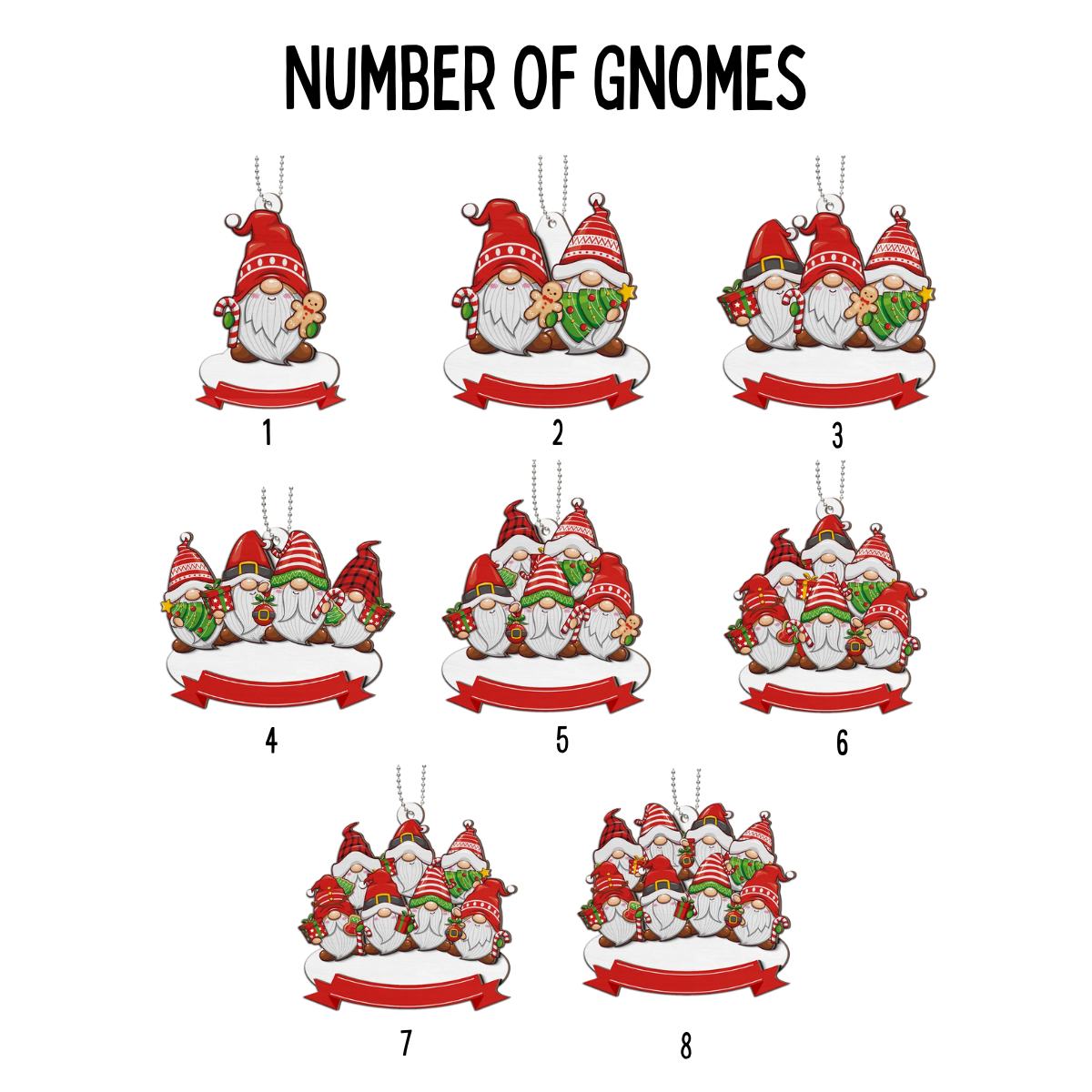 Christmas Gnome Family - Personalized 2-Layer Wooden Ornament - Christmas Gift For Family