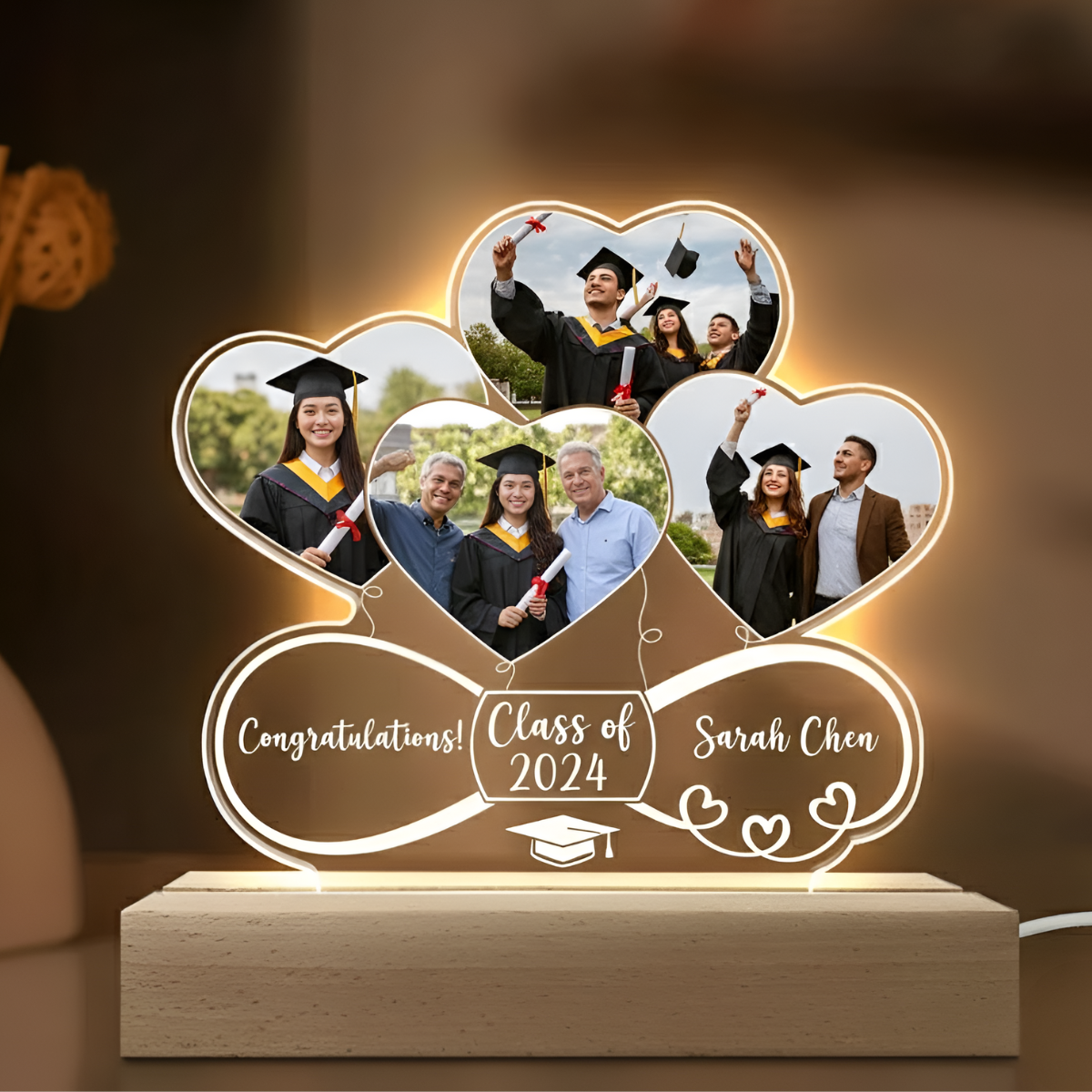 Custom Graduation Photo Night Light Personalized 3D LED Light Meaningful Grad Gift for Her/Him