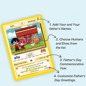 Father's Day Card Inspired by PKM, Father's Day Gifts, Custom PKM Designs Card, Card for PKM Fan Dads, Gift for dad
