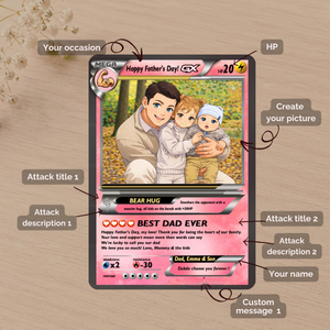 Personalized Poke Card for Dad, Father s Day Gift for Him, Custom Trainer Card, Anime Style Poke Trading Card