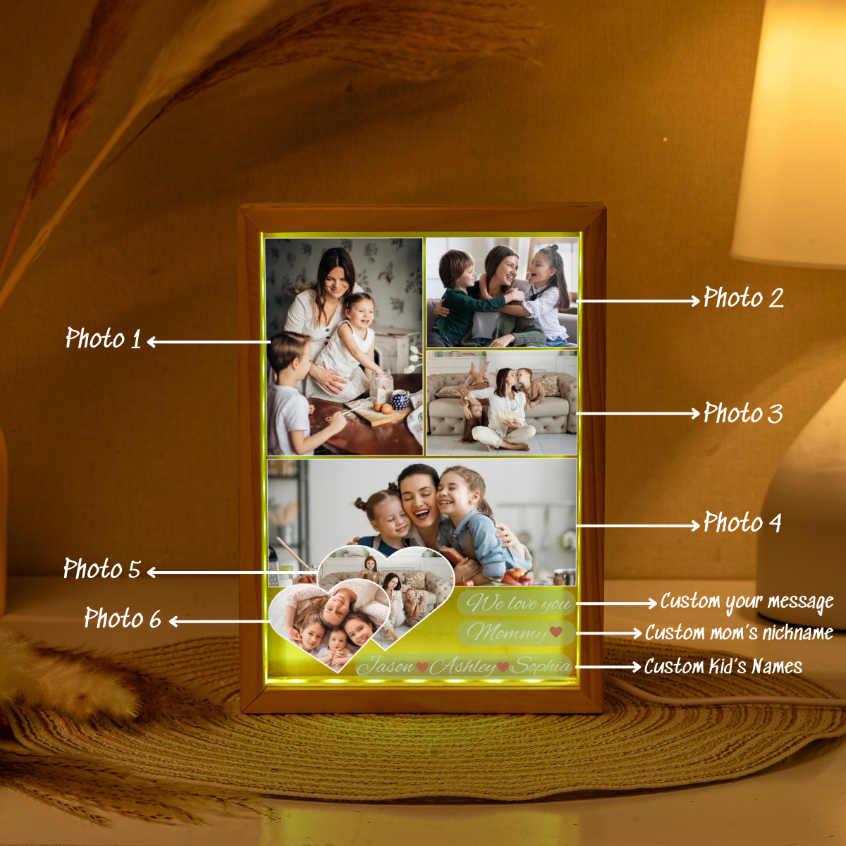 Mom Photo Collage - Personalized Light Frame - Gift For Mom, Mother's Day Gift