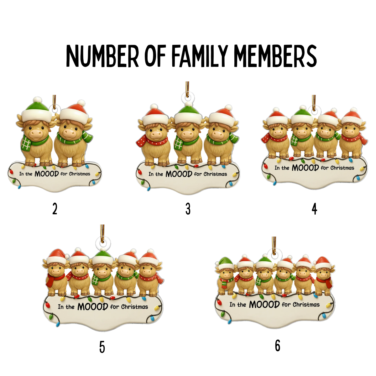 3D Effect Family Herd In The Mood For Christmas - Personalized Acrylic Ornament - Christmas Gift For Family