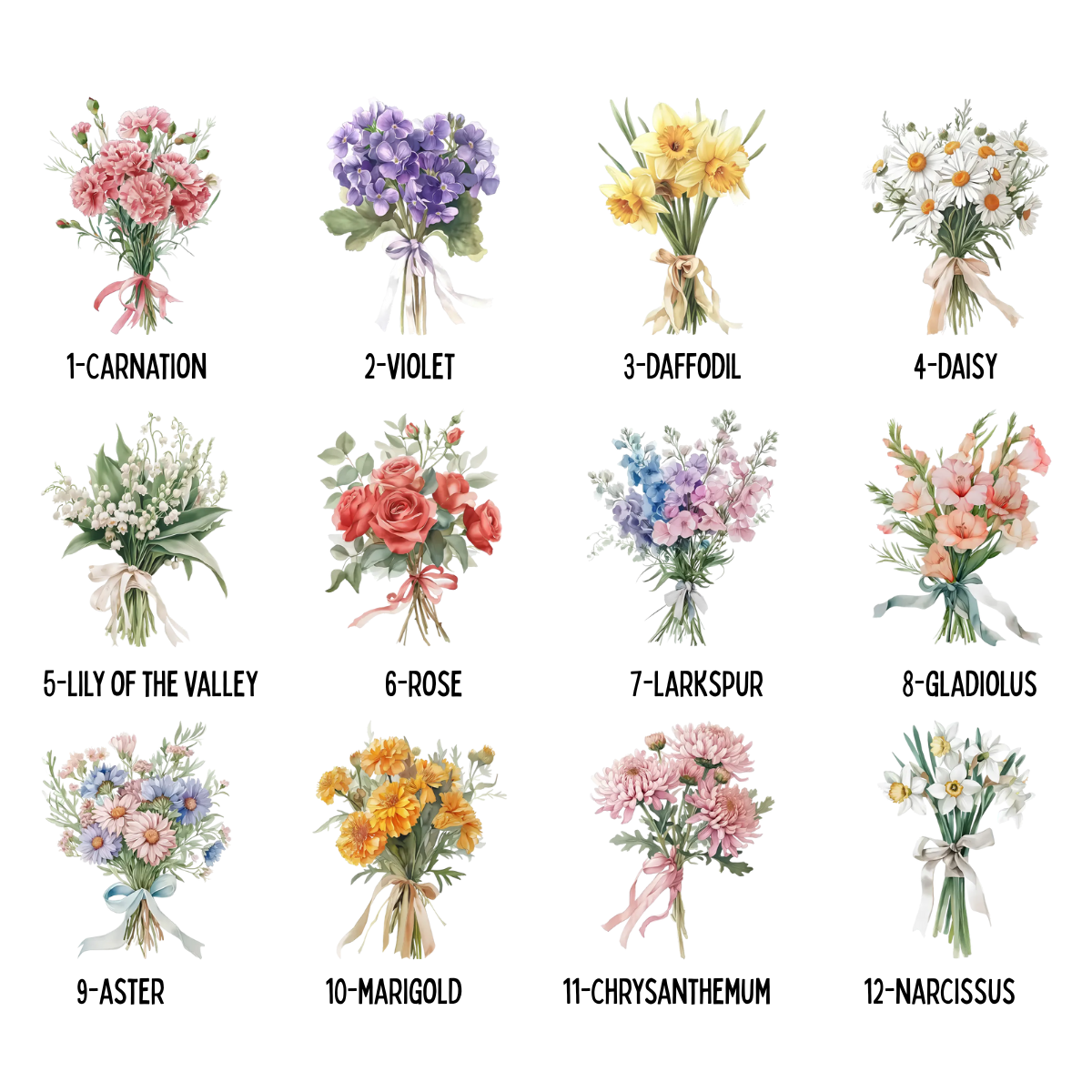 Birth Month Flower Bouquet With Name - Personalized Gradient Glass Mug - Birthday Gift For Her