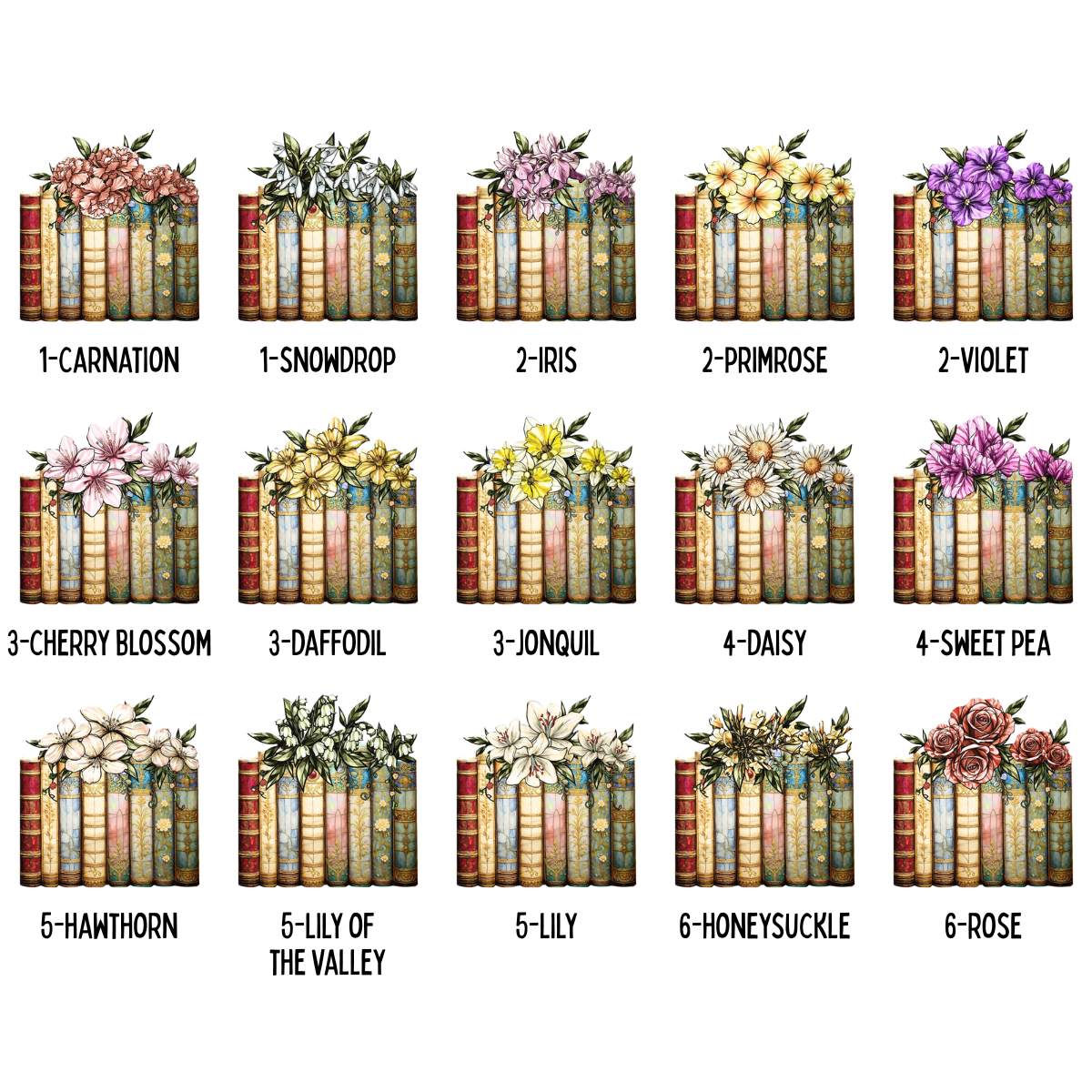 Birth Flower Reading Book Stack Personalized Suncatcher Stained Glass - Gift For Book Lovers