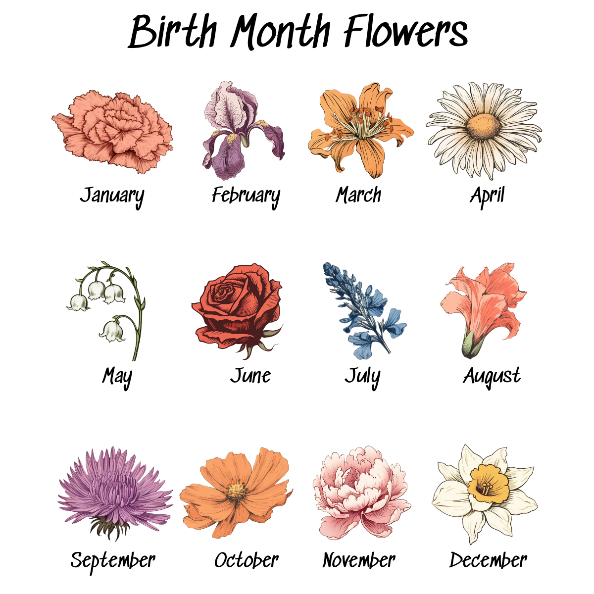 Mom Birth Month Flower - Personalized Acrylic Keychain - Gift For Mom, Mother's Day, Birthday Gift