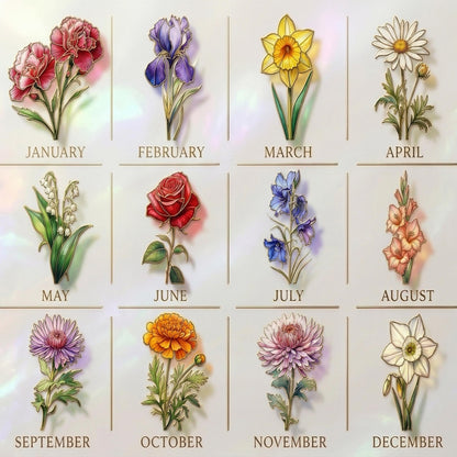 Personalized Mom Flowers Faux Stained Glass Mug, Birth Flower Mom Gifts from Daughter, Grandmas Garden, Faux 3D Effect