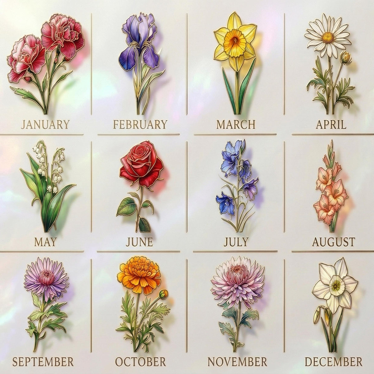 Personalized Mom Flowers Faux Stained Glass Mug, Birth Flower Mom Gifts from Daughter, Grandmas Garden, Faux 3D Effect