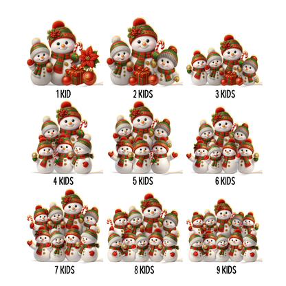 Festive Snowman Grandma & Grandkids - Personalized Acrylic Light Box - Christmas Gift for Mom, Grandma