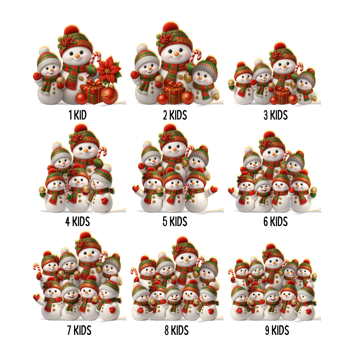 Festive Snowman Grandma & Grandkids - Personalized Acrylic Light Box - Christmas Gift for Mom, Grandma