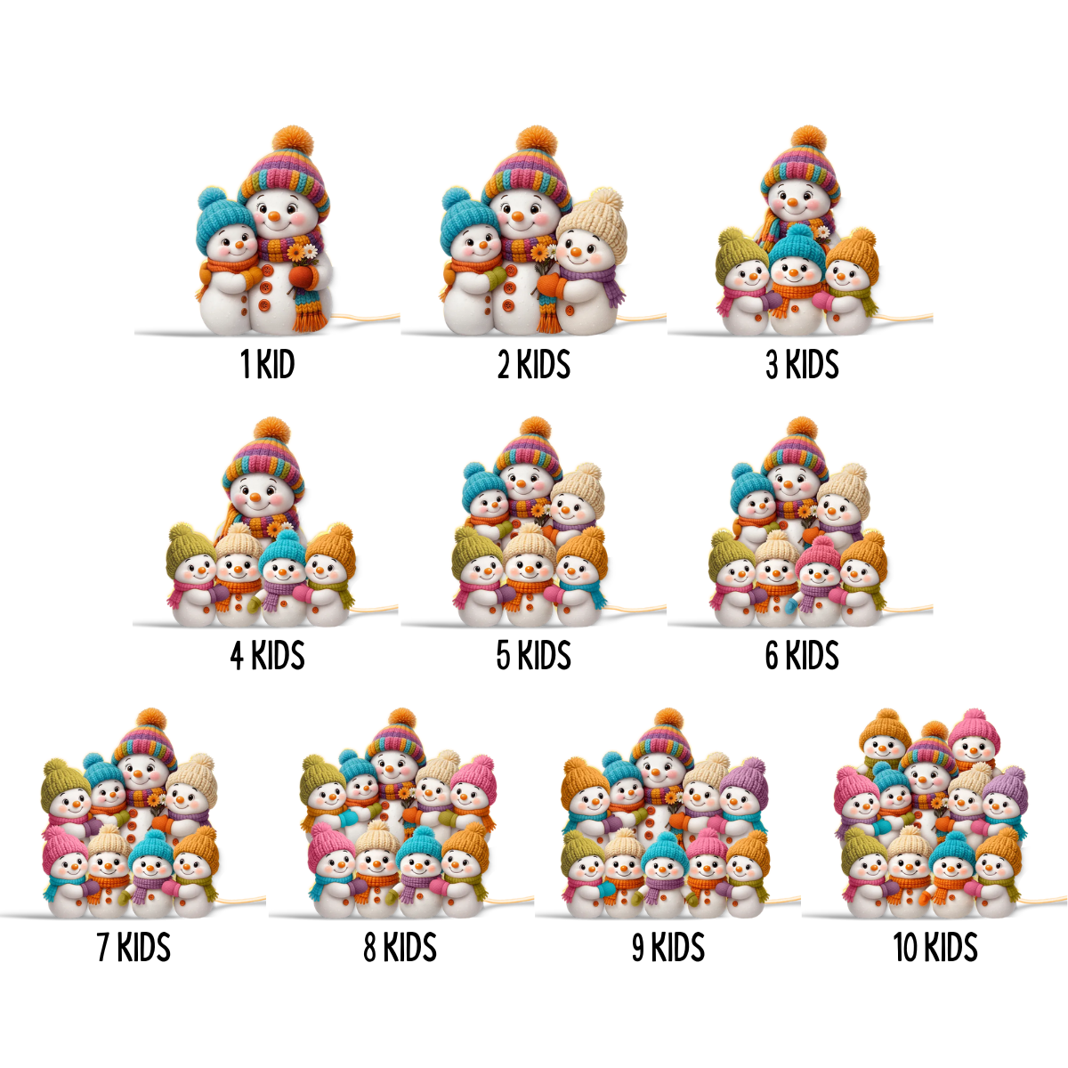 Snowman Mom Grandma and Grandkids - Personalized Acrylic Light Box - Christmas Gift for Grandma