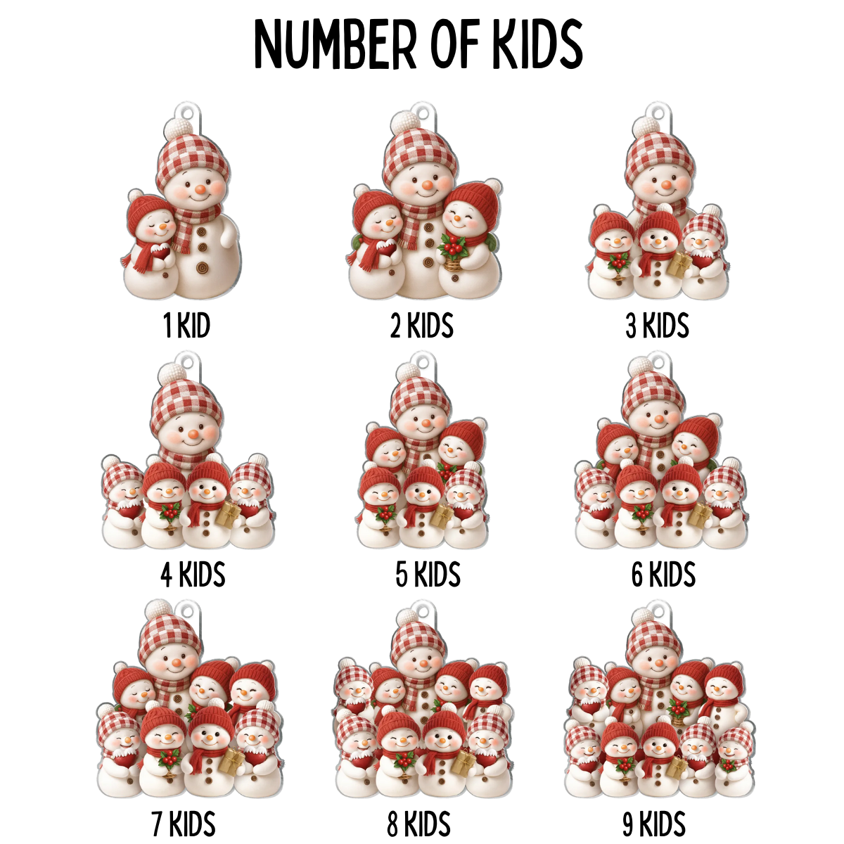 Christmas Holiday Snowman Grandma and Grandkids - Personalized Acrylic Ornament - Christmas Gift for Grandma, Grandkids