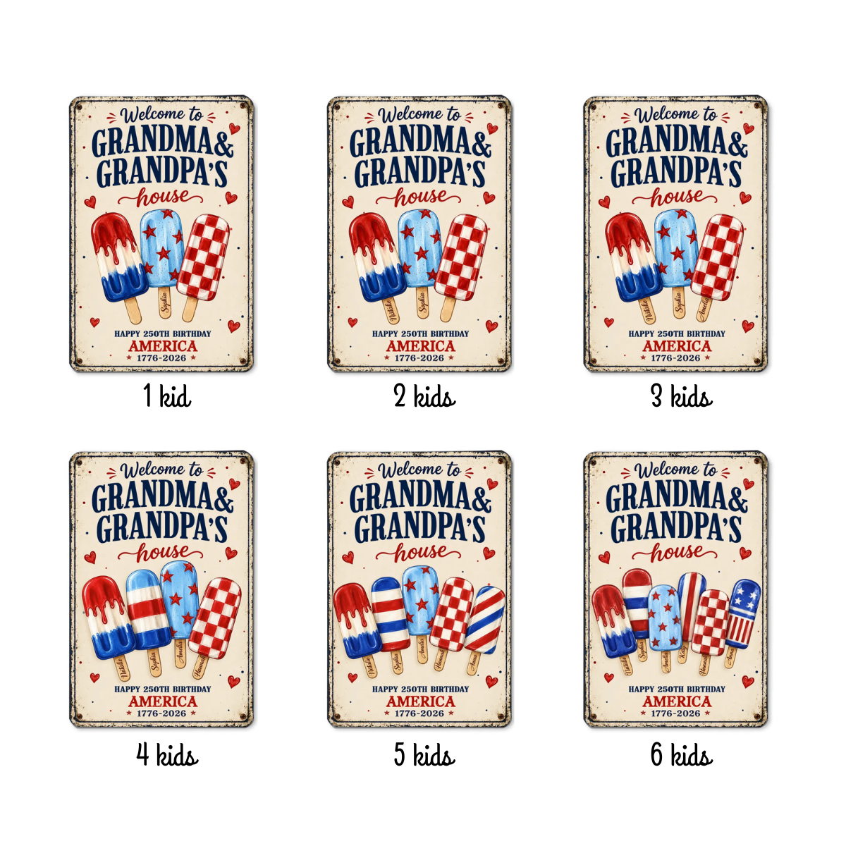 Welcome to Grandma Grandpa's House, 250th Anniversary, 4th Of July Home Decor - Personalized Metal Sign - Summer Decor