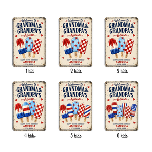 Welcome to Grandma Grandpa's House, 250th Anniversary, 4th Of July Home Decor - Personalized Metal Sign - Summer Decor