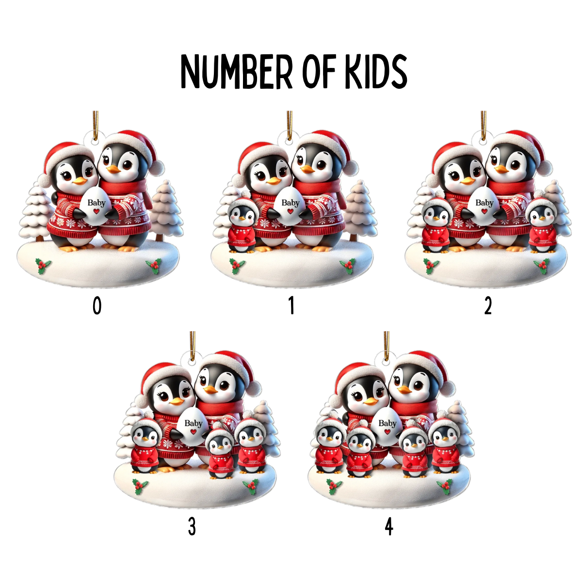 Cute Penguin Couple Expecting Parents Pregnancy - Personalized Acrylic Ornament - Christmas Gift For Family, Baby Announcement