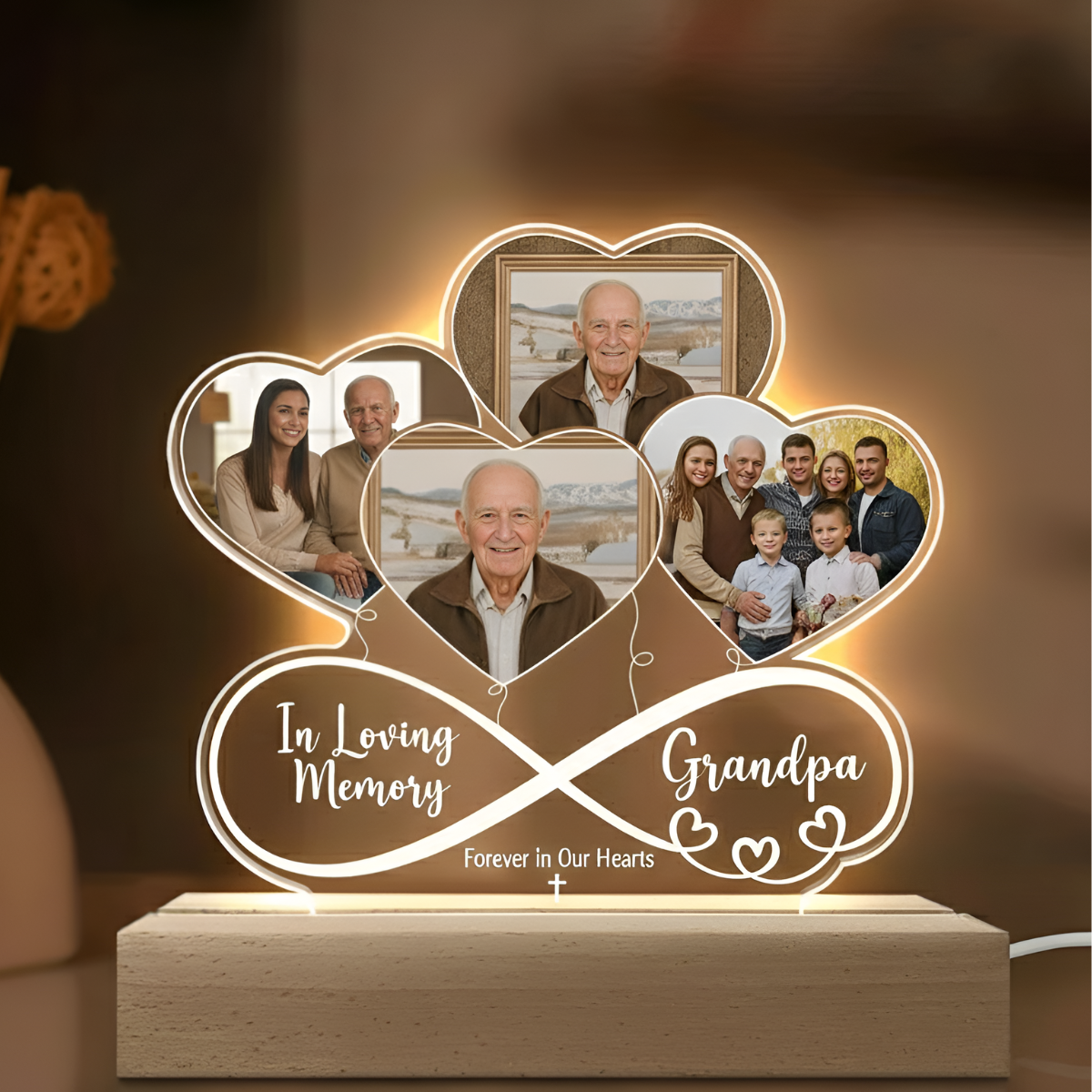 Custom Photo Night Light To Remembrance You Loved One, Personalized 3D LED Light, Memorial Gift