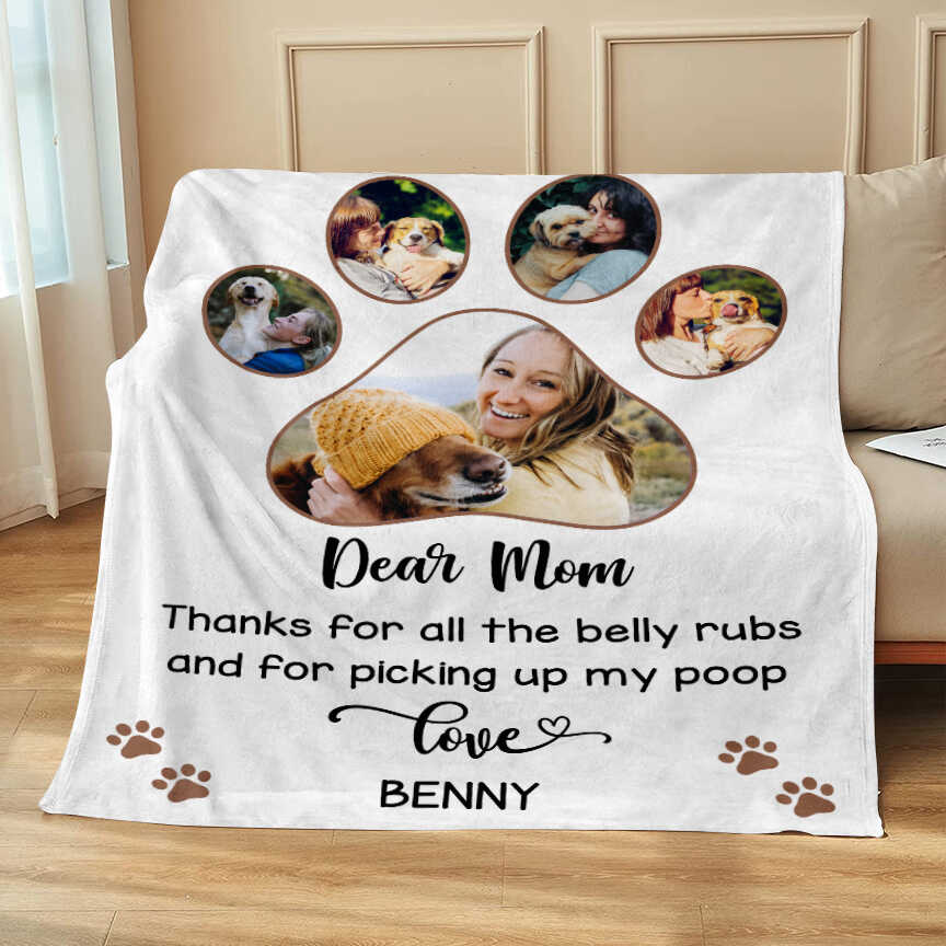 Personalized Dog Mom Blanket, Custom Dog Mom Gift, Funny Gift Ideas for Dog Mom, Mother's Day Gift