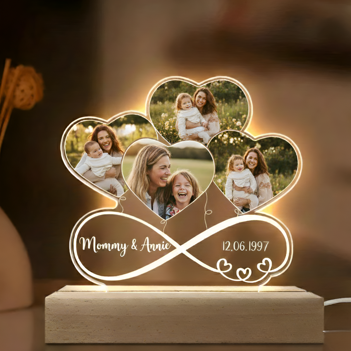 Custom Photo Night Light For Mother, Personalized 3D LED Light Meaningful Gift For Mom, Mother's Day Gift